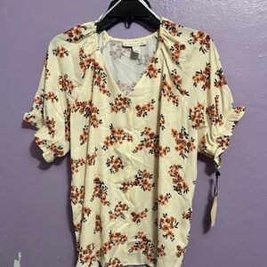 Chic Floral Cream Blouse